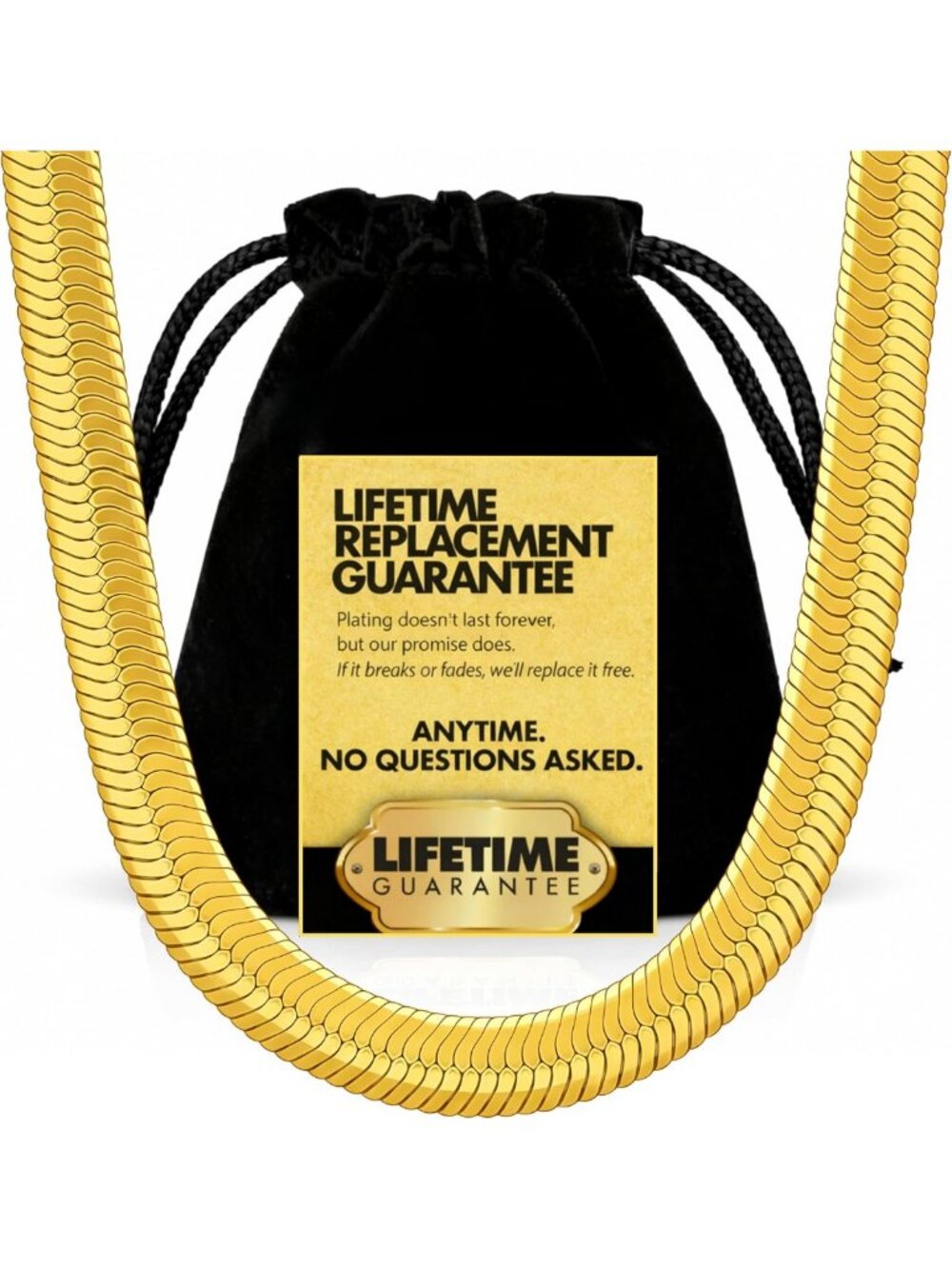 9mm Flexible Herringbone Chain Necklace - 10X Thicker Real Gold Plated - Unisex